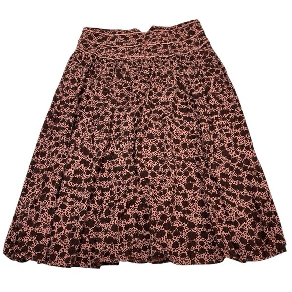 Anthropologie Dresses & Skirts - Anthropologie Skirt Womens 12 Mauve Mixed Floral Animal Print Midi Crochet Trim